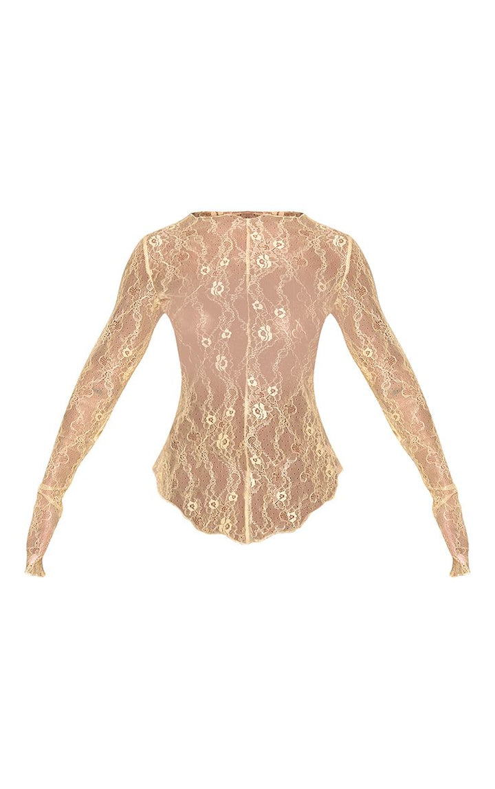 Langarm Top met Fijne Kant voor Avond en Casual