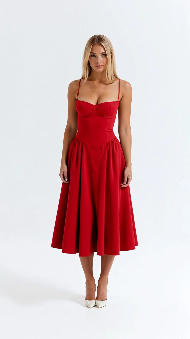 Coral | Corset Floral Midi