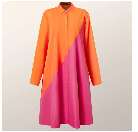 Midi Blousejurk A-Lijn | Polokraag en Zakken Dames