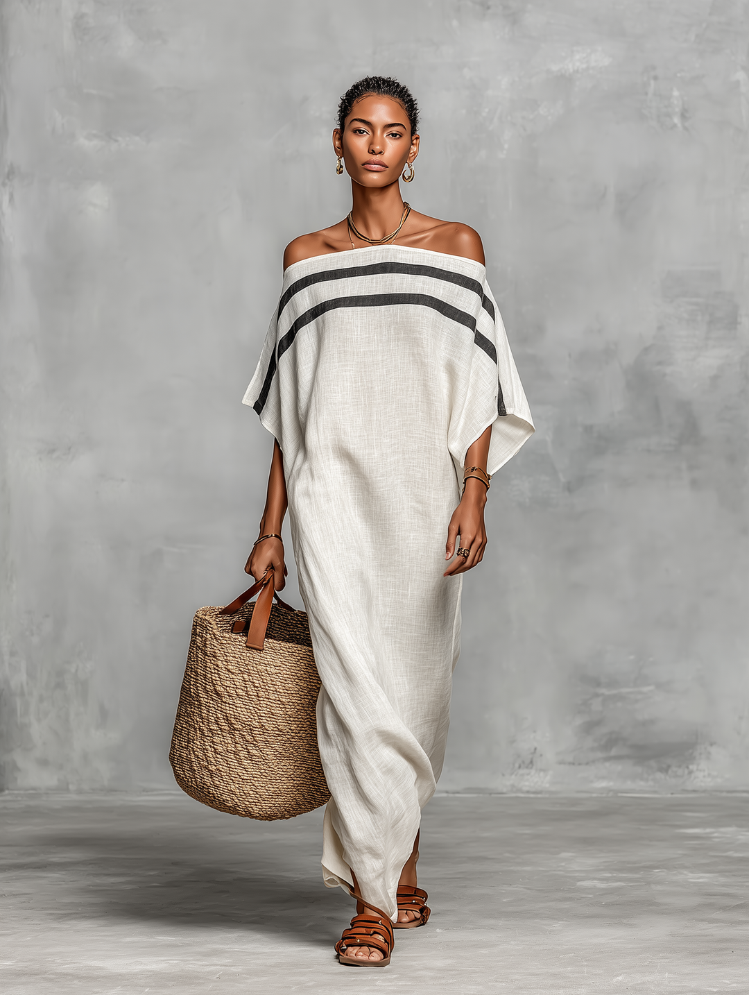 Santorini Resort Off-shoulder Maxi Dress