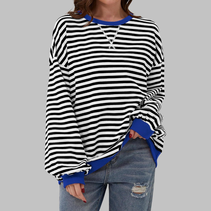 Helyria - Pull femme rayé oversize confortable style décontracté hiver