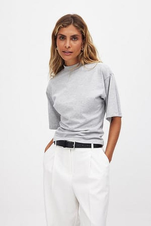 Turtleneck Katoenen T-shirt met Trechterhals voor Dames