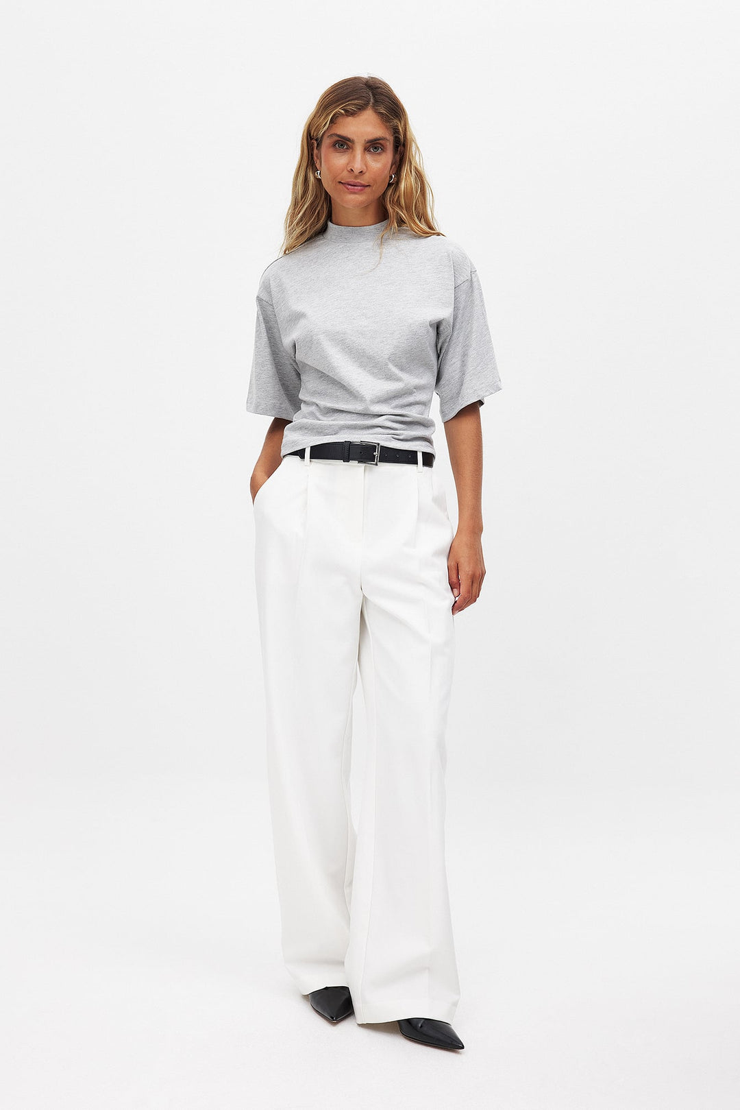 Turtleneck Katoenen T-shirt met Trechterhals voor Dames