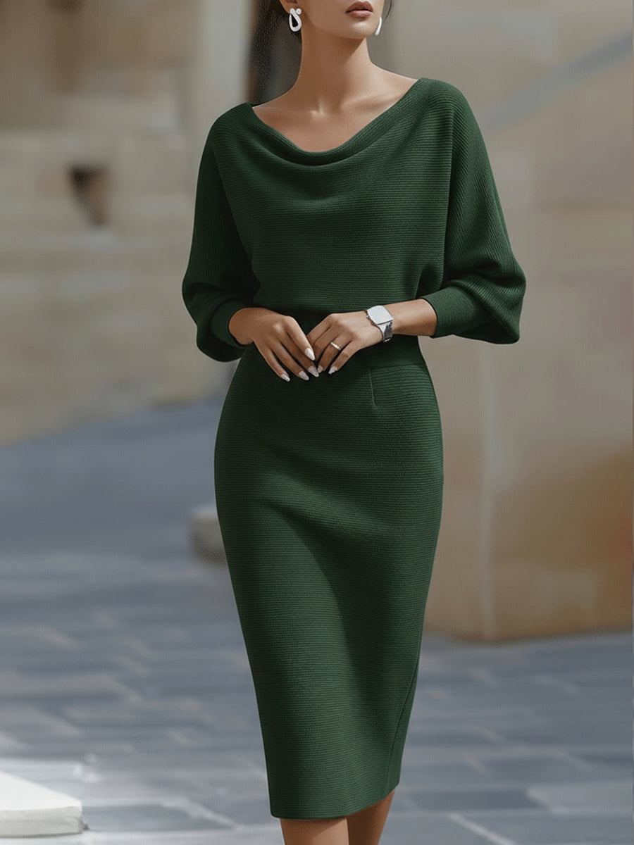 Clarisse™ — Robe midi drapée élégante intemporelle