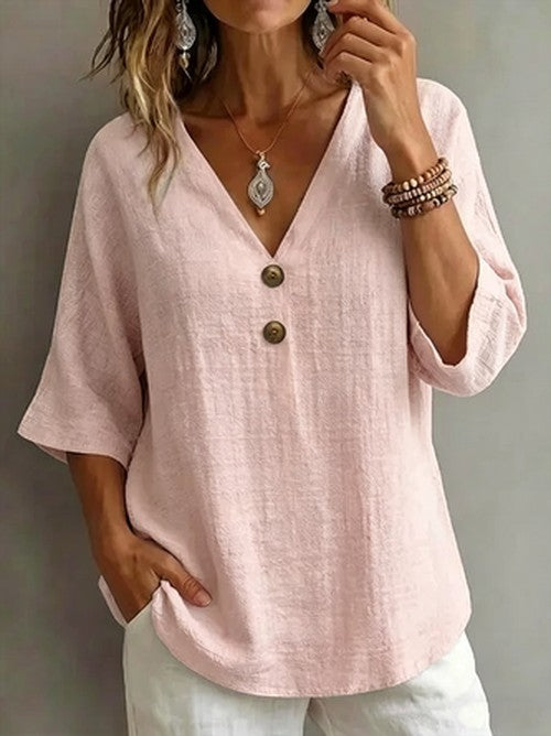 Halfmouw Blouse Losjes Vallend Casual Dames