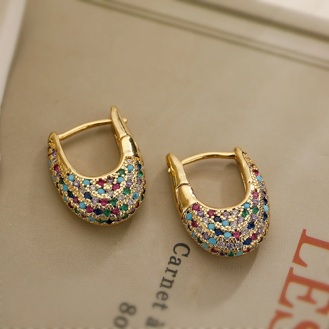 Boucles d'Oreilles Élégantes avec Crystals Colorés