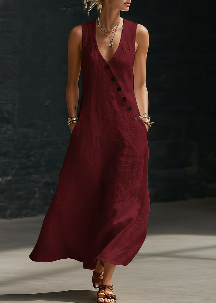 Sophie | Robe Maxi Boutonnée Minimaliste