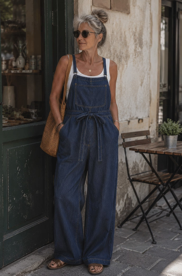 Camille™ | Combinaison à jambes larges délavée à taille haute