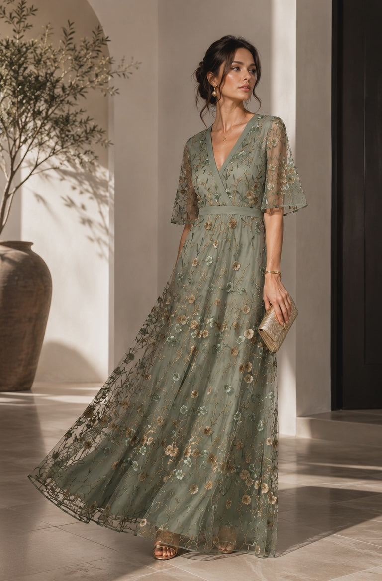 Selora™ | Robe maxi fluide à col licou fleuri