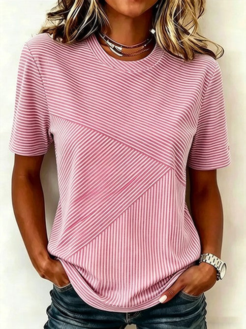 Gestreept Katoenen T-Shirt Regular Fit Casual