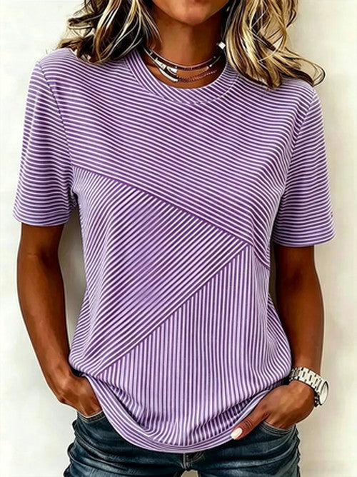 Gestreept Katoenen T-Shirt Regular Fit Casual