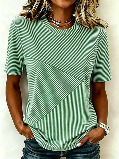 Gestreept Katoenen T-Shirt Regular Fit Casual