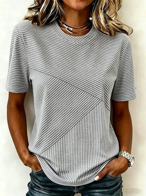 Gestreept Katoenen T-Shirt Regular Fit Casual