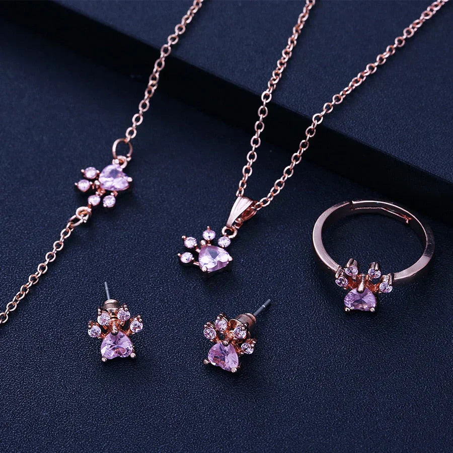 Arbour – Parure de bijoux 4 pièces avec patte et cœur en zirconia