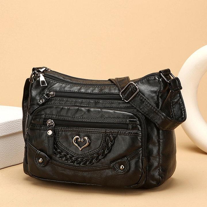 Quixelle - Sac bandoulière femme en cuir PU souple avec multiples poches