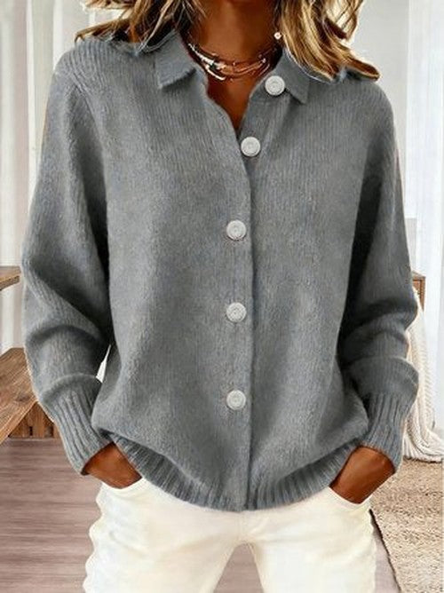 Effen Cardigan met Lange Mouwen – Comfortabele Casual Vest